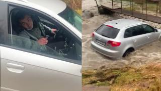 Cum a fost salvat tânărul care s-a aventurat cu mașina în puhoaie, la Cheia. ”Când a ieșit nu mai era așa curajos”
