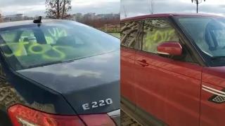 Mașinile parlamentarilor, scrise cu spray-ul de protestatari: „Hoți”, „Asasini” - VIDEO