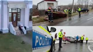 Şosele ca sticla. Zeci de maşini au derapat, iar scările au devenit capcane, oamenii fiind la un pas să-şi rupă picioarele pe trepte