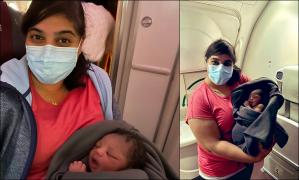 "Minunea Aisha": O fetiţă s-a născut la 10.000 de kilometri altitudine, într-un avion de noapte către Uganda, cu ajutorul unei pasagere