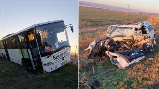 Accident grav între o maşină şi un autocar, în apropiere de Cernavodă. O femeie a ajuns la spital