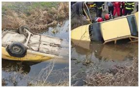 Sfârșit cumplit pentru un bărbat din Dolj. A murit după ce s-a răsturnat cu mașina într-un canal cu apă