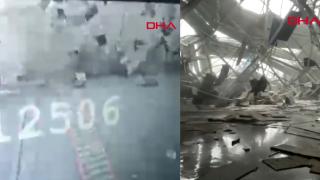 Acoperișul unui terminal cargo din Istanbul s-a prăbușit sub presiunea zăpezii. Imaginile, surprinse de camerele de supraveghere