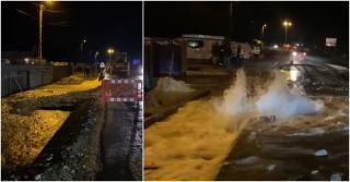 Un Dorel a lăsat mii de oameni fără apă potabilă în Târgu Jiu, după ce a tăiat conducta cu buldoexcavatorul