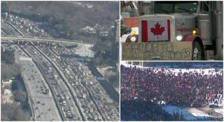 Protest masiv antivaccinare, în Canada. Mii de camioane au blocat centrul capitalei federale, Ottawa