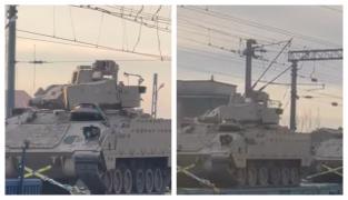 Un convoi de blindate americane pregătite de luptă a traversat oraşul Târgu Jiu şi a provocat nelinişte printre localnici: "Vine războiul?"