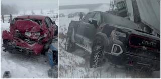 Carambol uriaş, cu peste 100 de mașini și camioane, pe o autostradă din Illinois, SUA. Toți șoferii au scăpat cu viață