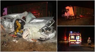 Soț și soție, morți într-un accident cumplit pe un drum din Buzău. Mașina lor s-a făcut praf într-un TIR, după ce a intrat pe contrasens