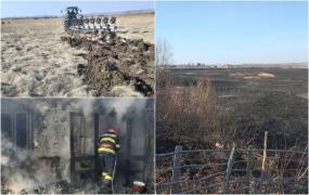 O femeie de 70 de ani a ajuns la spital cu arsuri pe tot corpul, după ce a fost surprinsă de un incendiu de vegetaţie