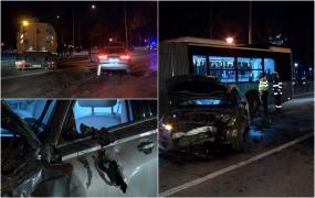 S-a tamponat cu maşina de salubrizare în Capitală. Autoturismul a ieşit şifonat din impact