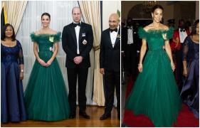 Ducii de Cambridge, cină cu fast alături de guvernatorul jamaican. Kate a strălucit într-o rochie verde-smarald