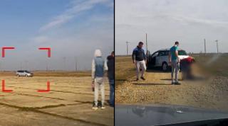 Momentul în care un tânăr de 17 ani, fără permis, loveşte 2 copii în plin la o cursă ilegală din Siliştea Gumeşti