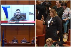 Reacţia Dianei Şoşoacă în timpul discursului lui Zelenski din Parlamentul României. "Nu pot să ascult mizeria din sală"