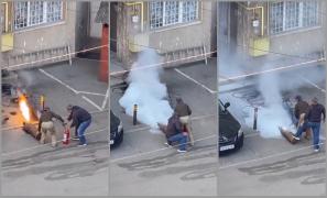 Incendiu într-un bloc din Deva, chiar lângă ţevile de gaze. Un tub cu acetilenă a fost cuprins de flăcări