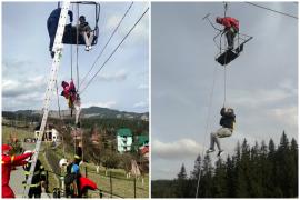 Cum a reuşit un şofer neatent să blocheze telescaunul de la Vatra Dornei. 51 de turişti au rămas suspendaţi ore întregi
