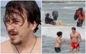 Pe litoral, ca-n Capitală: "La 14 grade, apa e caldă. Sunt obişnuit din Bucureşti". Frigul şi vântul nu au reuşit astăzi să-i ţină departe pe turişti