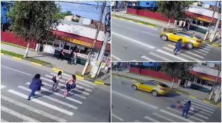 Momentul în care două tinere din Tecuci sunt lovite în plin de un BMW, în timp ce traversează pe trecerea de pietoni