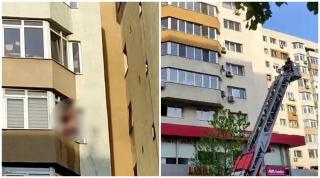 Un bărbat amenință că se aruncă de la etajul 5 al unui bloc din Sectorul 1. Tânărul, complet dezbrăcat