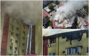 ''Tati, nu pot să mai respir.'' Clipe de panică în Năvodari. Ultimul etaj al unui bloc a fost făcut scrum