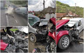 Impact violent între două maşini, surprins de o cameră, în Maramureş. Un şofer a intrat pe constrasens şi a lovit un Range Rover, condus de o tânără de 25 de ani