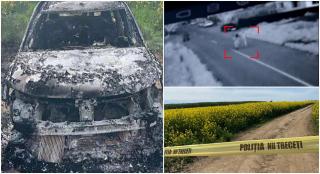 Noi detalii în cazul crimei în stil mafiot de lângă București. Loganul incendiat pe câmp a ars mai bine de 4 ore, iar flăcările ar fi distrus probele ADN