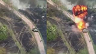 Momentul în care un tanc de 4,6 milioane de euro e distrus în Ucraina de o rachetă de 15.000 de euro. T-90M, cea mai modernă armă de atac a Rusiei