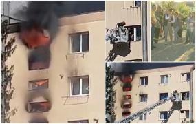 "M-am panicat puţin. Nu ştiam ce se întâmplă". Un incendiu violent a făcut praf mai multe apartamente dintr-un bloc din Braşov. Unii au rămas blocaţi în case printre flăcări