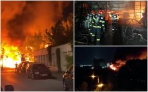 Explozie urmată de incendiu la un service auto din Sectorul 6. Un angajat a fost rănit şi 6 maşini s-au făcut scrum