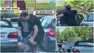 Medici cunoscuți, filmați cum își bat vecinul în centrul Capitalei. L-au luat la pumni, după ce unul dintre ei i-a blocat cu mașina accesul în curte