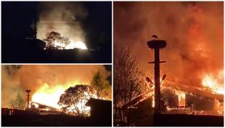 Incendiu de proporţii în Suceava. Anexe gospodăreşti, făcute scrum. Fumul a fost vizibil de la câţiva kilometri depărtare