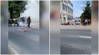 Un microbuz plin cu pasageri a luat foc în mers, la Timişoara. Călătorii se întorceau de la muncă, din străinătate
