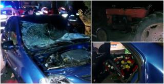 Și-a văzut mama murind, în drum spre înmormântare. Familie nenorocită după ce Loganul lor a izbit un tractor nesemnalizat, pe un drum din Teleorman