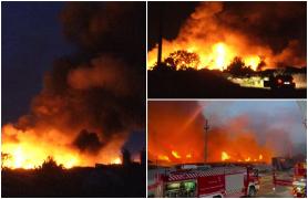 S-a dezlănţuit iadul lângă Piteşti. Un depozit de deşeuri a ars ca o torţă. Populația, avertizată cu mesaje Ro-Alert