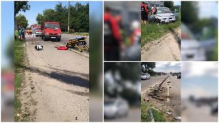 Accident pe o stradă din Lugoj. O maşină a intrat într-un stâlp de electricitate, apoi a fost proiectată lângă un bloc. Şoferul a dat vina pe pisici