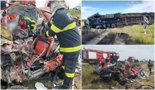 Doi tineri din Belarus au murit nevinovați într-o mașină strivită de TIR, pe un drum din Brăila. După impact, camionul s-a răsturnat pe câmp