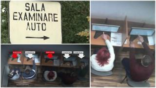 Imagini de la examenele auto în care sufleorii plătiţi cu 200 euro şopteau răspunsurile candidaţilor