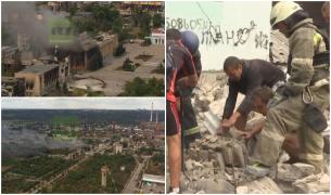 Televiziunile din Rusia difuzează imagini din Severodoneţk şi dau vina pe ucraineni pentru distrugeri. În Lisichansk, patru oameni au murit sub dărâmături