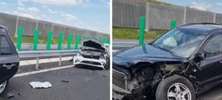 Şoferiţă, surprinsă cum merge pe contrasens pe Drumul Expres Craiova-Piteşti. Câteva clipe mai târziu a făcut accident