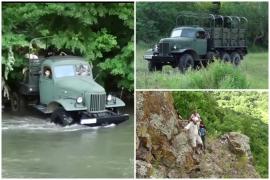 Aventură inedită cu o maşină de război din secolul trecut. Traversează păduri şi ape, iar drumul e plin de surprize