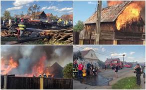 Desfăşurare de forţe în Harghita. Zeci de pompieri şi localnici s-au luptat cu un incendiu de proporţii în localitatea Joseni