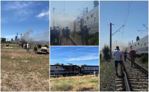 "Băi, ieşiţi, bă, de acolo!". 250 de călători au trăit spaima vieţii lor, în Teleorman. Locomotiva trenului a luat foc pe calea ferată