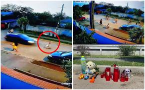 Momentul în care copilul de 4 ani din Buftea, care se plimba pe trotinetă, este lovit în plin de o maşină. Băiatul a murit după câteva ore