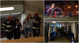 "Ajutor. Sunt arsă pe faţă şi mă dor mâinile, vă rog". Scenariu de coşmar la metrou, antrenament pentru pompierii bucureşteni