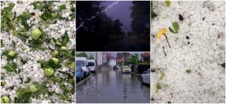 Ploile și bucățile mari de gheață au făcut prăpăd în Gorj. Oamenii au privit neputincioși cum grindina le distruge munca în câteva minute