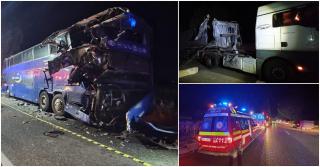 Un autocar cu zeci de oameni la bord, între care mulți copii, s-a ciocnit cu un TIR pe "Drumul Morții", în Bacău