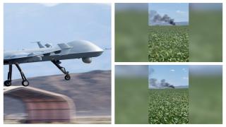 Dronă militară americană prăbuşită la Câmpia Turzii. Era în misiune de antrenament. Primele imagini