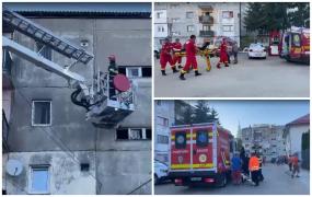 Explozie într-un bloc din Satu Mare de la un televizor: Un apartament a fost înghiţit de flăcări