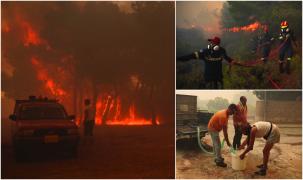 Vacanţă de coşmar în Grecia. O insulă frecventată şi de români a fost evacuată, după ce flăcările  s-au apropiat periculos