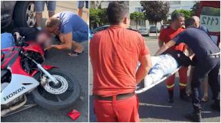 "Hai domne', trimite odată ambulanța aia!". Imagini dramatice cu o motociclistă întinsă pe caldarâm, după ce un bolid 4x4 a schimbat brusc direcția de mers