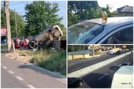 Beat la volan, un medic ATI a făcut prăpăd pe o şosea din Dolj în drum spre spital. Accidentul a fost filmat pe camere